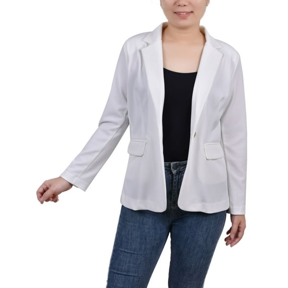 Petite Long Sleeve Scuba Crepe Jacket Ivory PXL