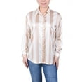 thumbnail image 1 of Petite Long Sleeve Striped Satin Blouse, 1 of 3