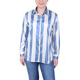 thumbnail image 1 of Petite Long Sleeve Striped Satin Blouse, 1 of 3