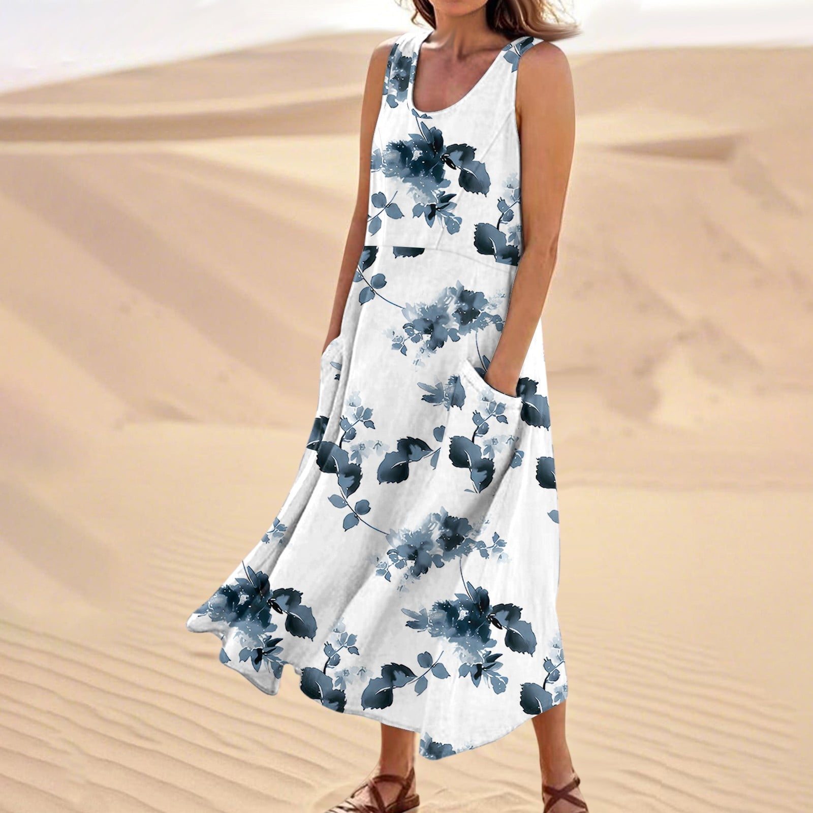 Petite Maxi Dresses for Women Petite Length Resort Wear Sleeveless Casual  Sundresses Summer Tank Dress Scoop Neck Flowy with Pockets Shirt Dresses -  Walmart.com