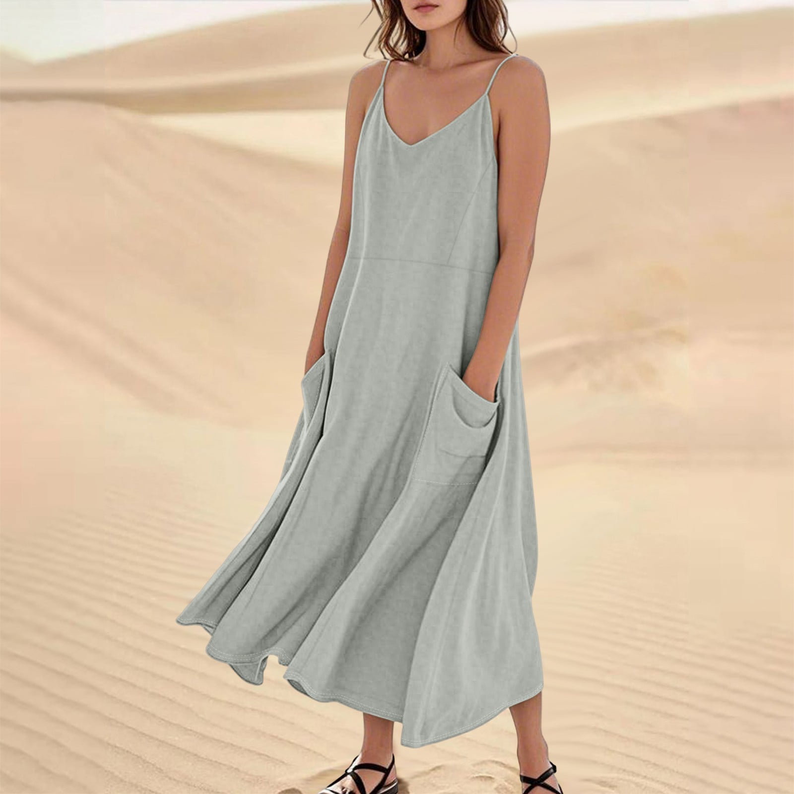 Petite Maxi Dresses for Women Petite Length Resort Wear Sleeveless Casual  Sundresses Summer Tank Dress Scoop Neck Flowy with Pockets Shirt Dresses -  Walmart.com