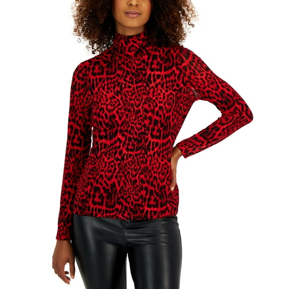 Petite Mesh Turtleneck Chantal Cheetah PXS