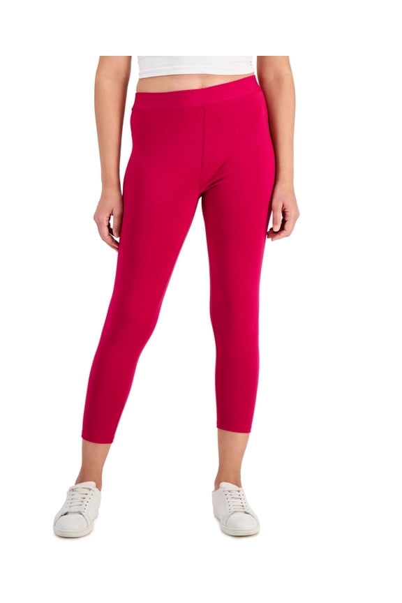 Petite Mid-Rise Basic Capri Leggings Sangria Wine PXL