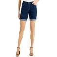 thumbnail image 1 of Petite Mid Rise Roll Cuff Denim Bermuda Shorts Rinse 18P, 1 of 1