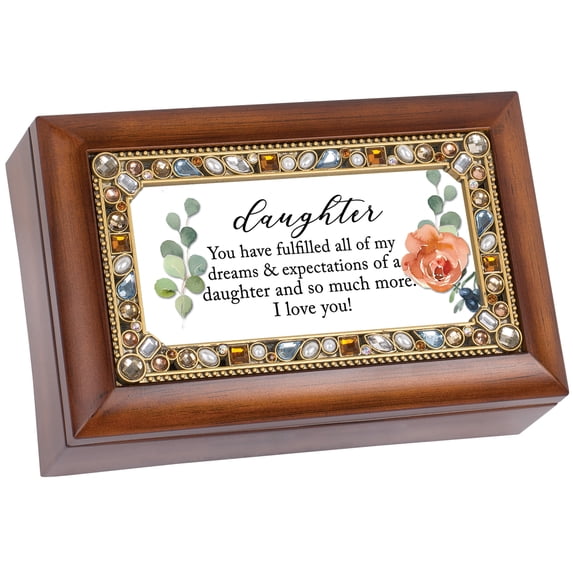 Cottage Garden Daughter Fulfilled My Dreams Distressed Woodgrain 6 x 4 Inch Petite Music Box Plays Tune Wonderful World