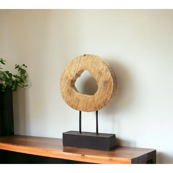 Petite Natural Wood Disc Sculpture