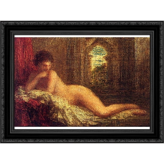 Petite Orientale Couchee' 24x18 Black Ornate Wood Framed Canvas Art by Fantin Latour, Ignace Henri Jean Theodore