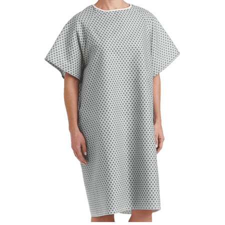 Petite Patient Gowns White with Snowflakes - Back Tie Closures - 12 Count