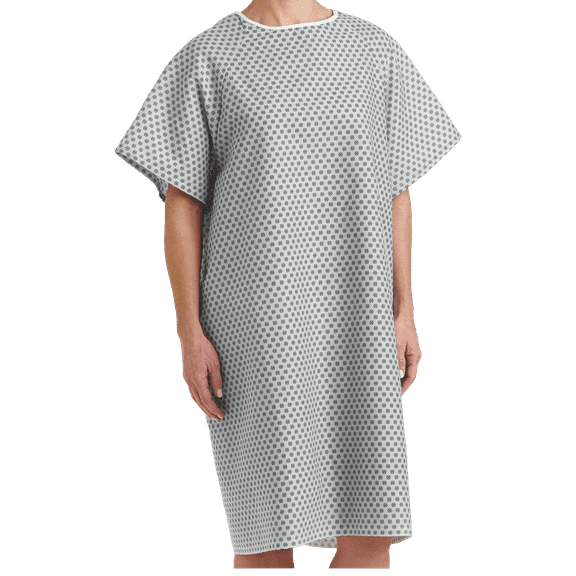 Petite Patient Gowns White with Snowflakes - Back Tie Closures - 2 Count