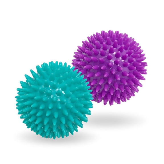 Petite Paws 3" Spiky Squeaky Dog Balls, 2-Count, Durable Rubber Chew Toy for Small Dogs & Puppies, Teeth Cleaning