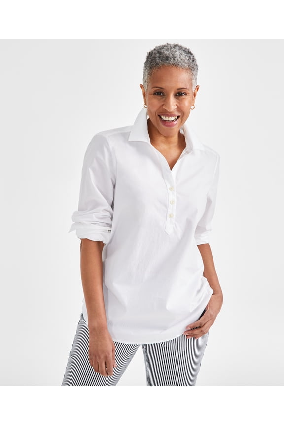 Petite Perfect Popover Shirt Bright White PM
