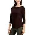 thumbnail image 1 of Petite Pima Cotton Button-Shoulder Top Dark Chocolate PM, 1 of 1