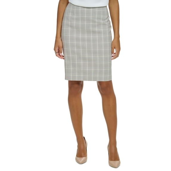 Petite Plaid-Print Knee-Length Pencil Skirt Pearl Multi 4P