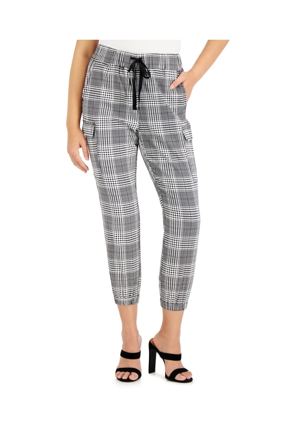 Petite Plaid Utility Jogger Pants Plaid PXS