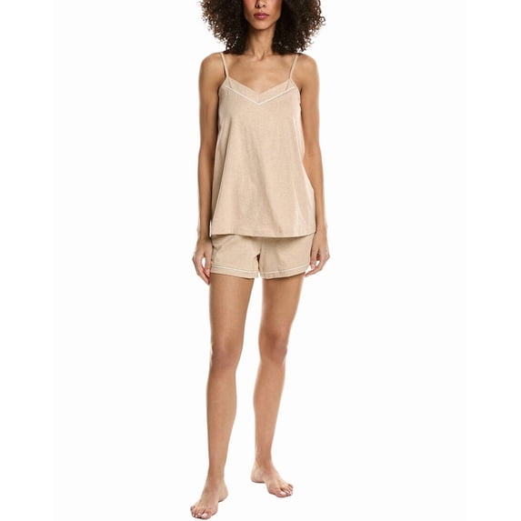 Petite Plume womens 2pc Cami & Short Set, m, Beige