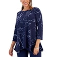 thumbnail image 1 of Petite Printed 3/4-Sleeve Long Top Intrepid Blue Firework PP/PXS, 1 of 1