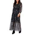 thumbnail image 1 of Petite Printed 3/4-Sleeve Maxi Dress Black Mixed Print PL, 1 of 1