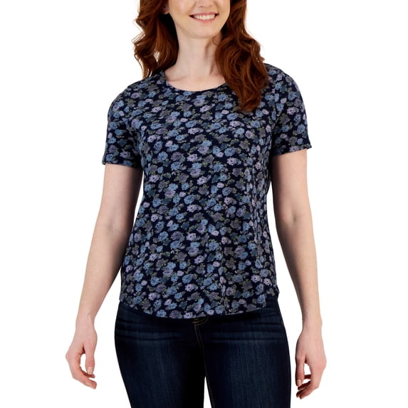 Petite Printed Classic Short-Sleeve T-Shirt Blue Meadown PM