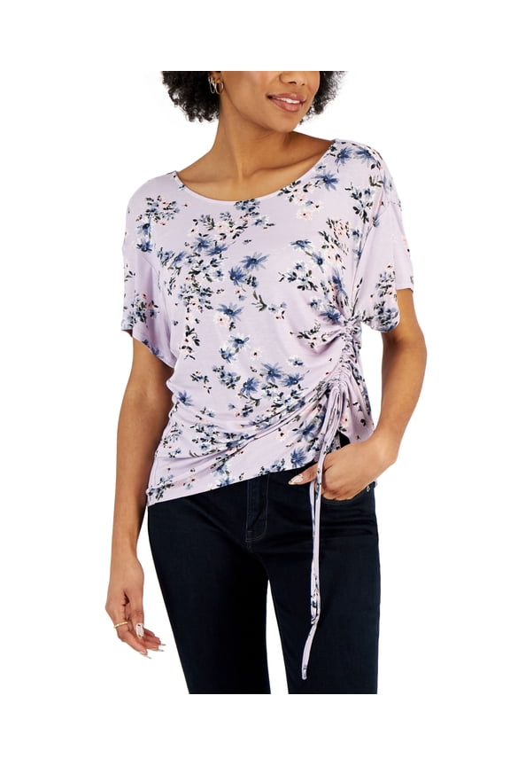Petite Printed Drawstring Top Light Lavender PL