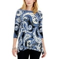thumbnail image 1 of Petite Printed Jacquard Top Deep Black Combo PS, 1 of 1