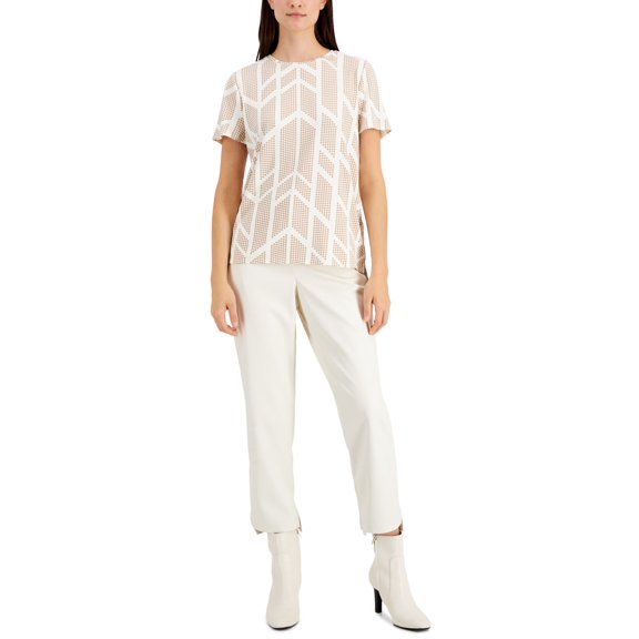 Petite Printed Step-Hem Top Geometric Floral PS