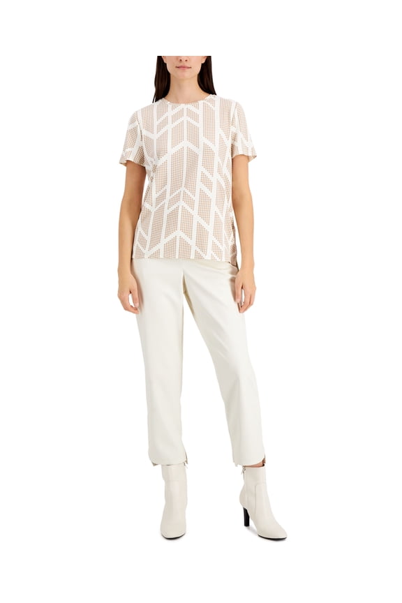 Petite Printed Step-Hem Top Geometric Floral PS