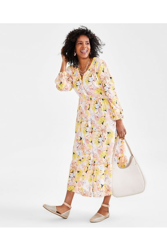 Petite Printed Tiered Midi Dress Arles Floral Pink L