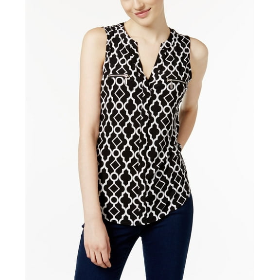 Petite Printed Zipper Detail Top Moroccan Window PL