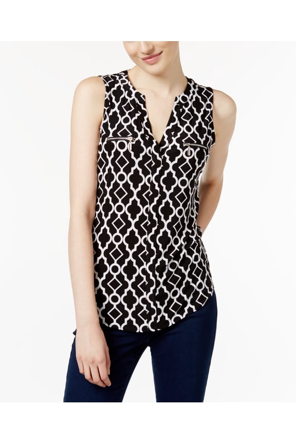 Petite Printed Zipper Detail Top Moroccan Window PL