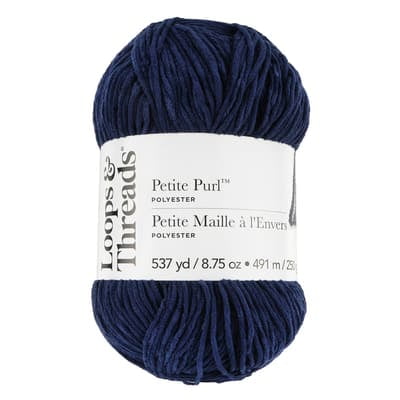 Petite Purl Yarn by Loops & Threads – Medium (4) 100% Polyester - Soft & Shiny Yarn for Knitting & Crochet Apparel - Accessories & Amigurumi - 537 yd / 8.75 oz Skein - 6 Pack