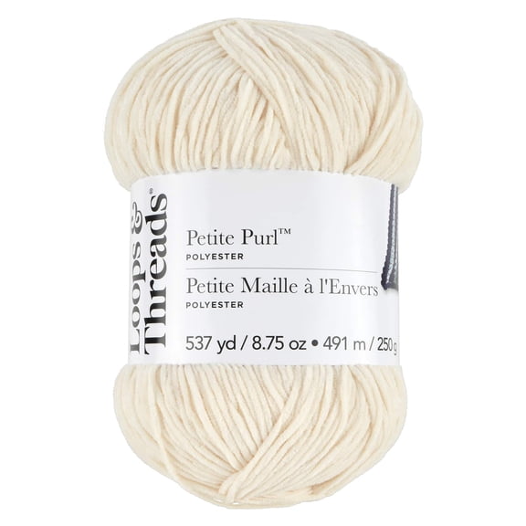 Loops & Threads Petite Purl Yarn - Medium (4) 100% Polyester, Soft & Shiny Yarn for Knitting & Crochet Apparel, Accessories & Amigurumi, 537 yd / 8.75 oz Skein, 6 Pack