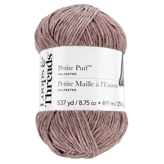 Petite Purl Yarn by Loops & Threads - Yarn for Knitting - Crochet - Weaving - and Arts & Crafts - Purple - Polyester - 8.75 oz