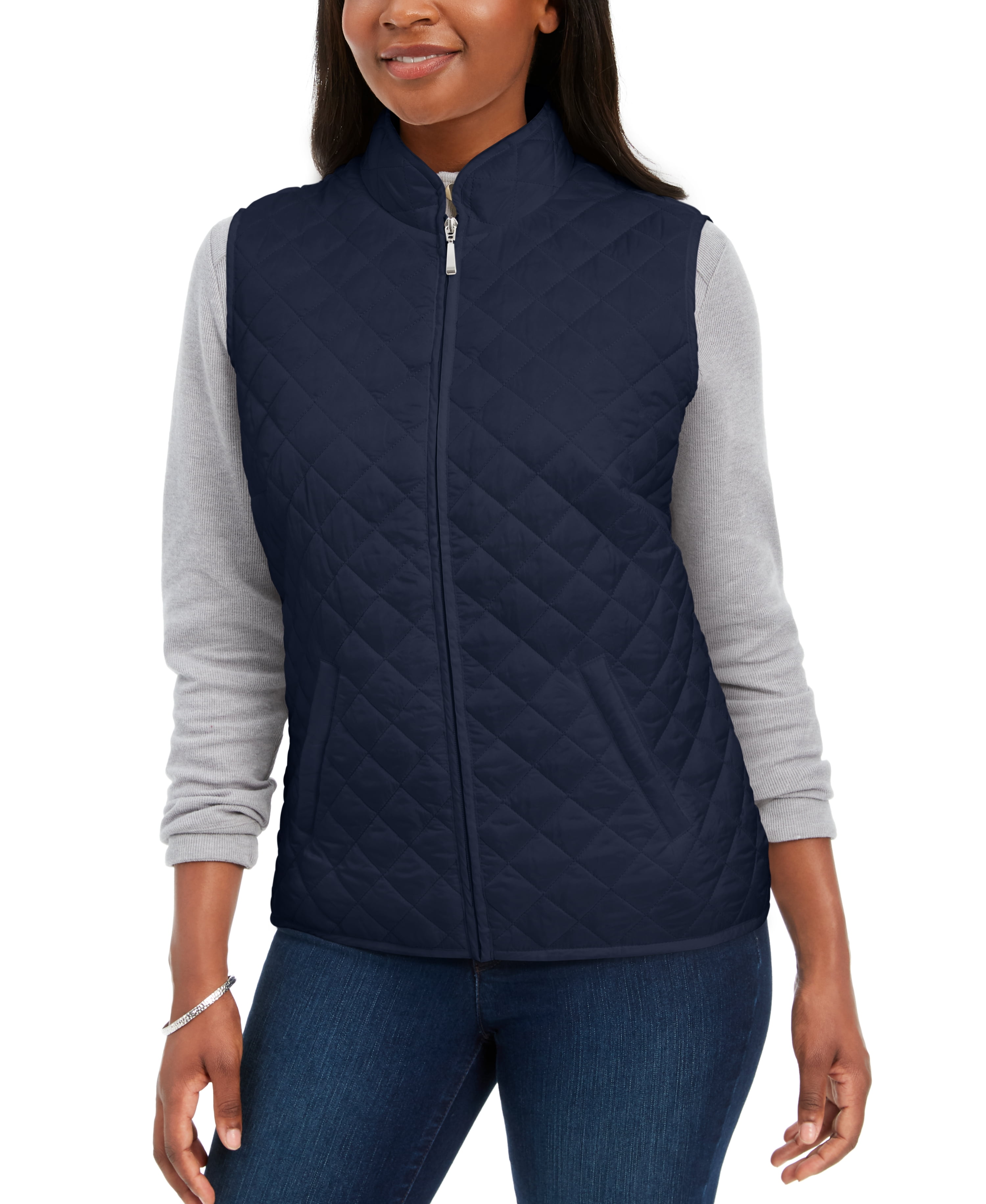 Karen Scott Petite Quilted Puffer Vest Deep Black PM Walmart