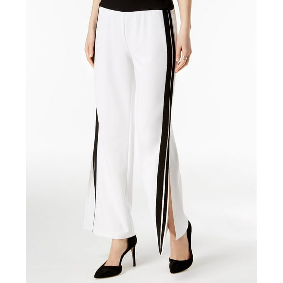 Petite Racing Stripe Wide Leg Pants Bright White PXL