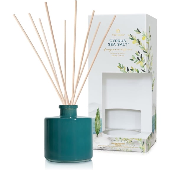 Petite Reed Diffuser Set with Rattan Sticks Fragrance Oil and Glass Bottle Cyprus Sea Salt 4 Fl Oz
