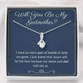 thumbnail image 1 of Petite Ribbon Necklace for Godmother Proposal Gift with Meaningful Message Card, Featuring Pendant and Chain Design, 1 of 8