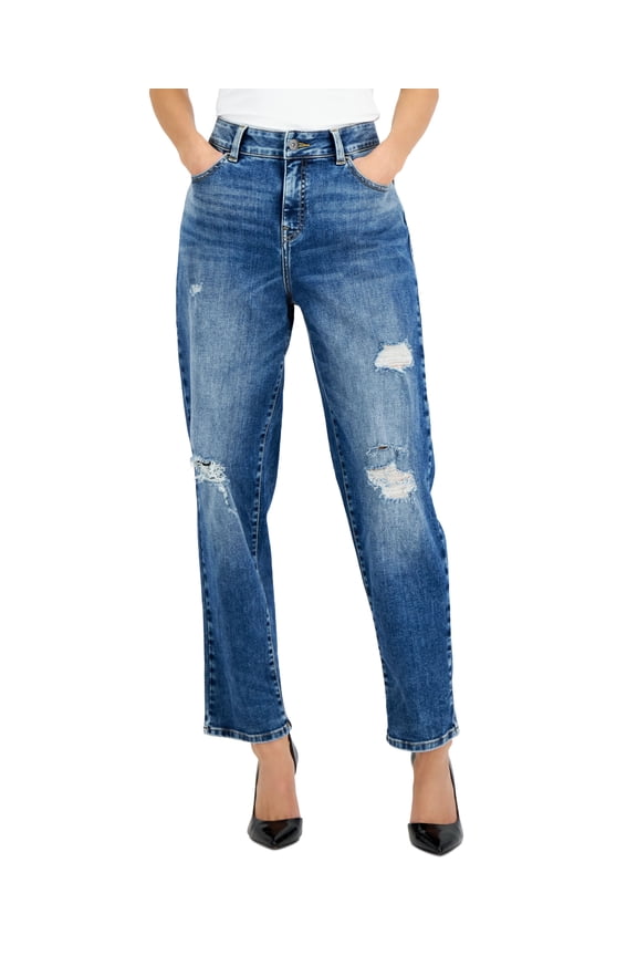 Petite Rip & Repair Boyfriend Jeans Medium Indigo 10P