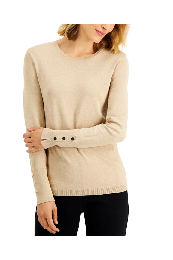 Petite Rivet-Detail Sweater Champagne Lurex PS