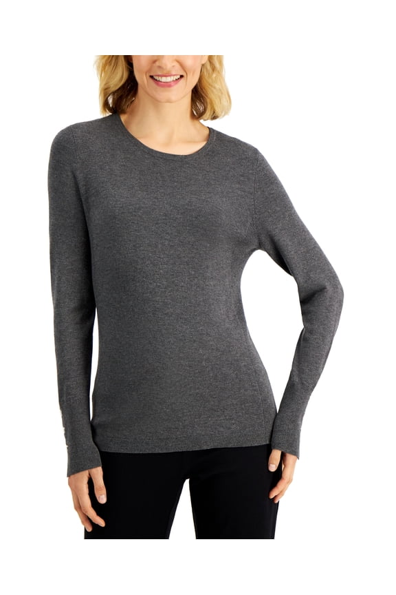 Petite Rivet-Detail Sweater Charcoal Grey Heather PP