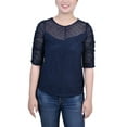 thumbnail image 1 of Petite Rouched Sleeve Lace Top Navy Blazer PM, 1 of 1