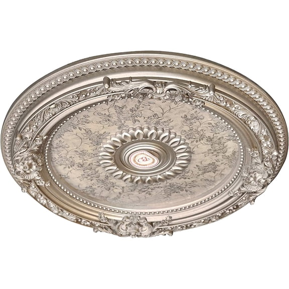Petite Round Chandelier Ceiling Medallion or Fan Medallion, 24 Inches, Champagne