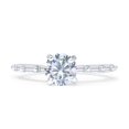 thumbnail image 1 of Petite Round Solitaire Ring Baguette Cubic Zirconia White Tone 925 Sterling Silver, Size 5, 1 of 7