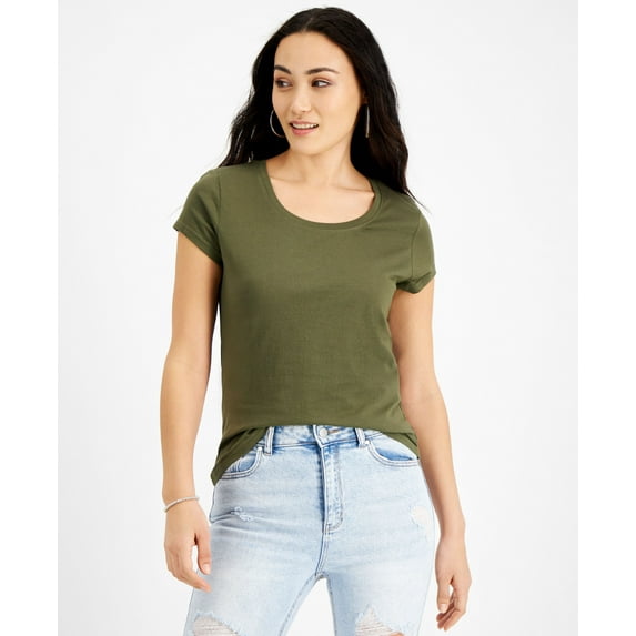 Petite Scoop-Neck Cap-Sleeve T-Shirt Olive PM
