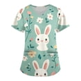 thumbnail image 1 of Petite Scrubs For Women，Scrub Tops Womens Cute Easter Printed Nurse Uniforms 2026 Short Sleeve Scrub V Neck Shirt with Pockets，Green，XXXL, 1 of 3