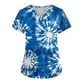 thumbnail image 1 of Petite Scrubs for Women,Floral Print Medical Tops - Moisture-Wicking V-Neck Scrub Top with Cargo Pockets - Blue - S, 1 of 4