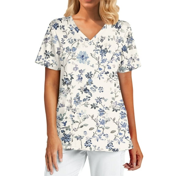 Petite Scrubs for Women,Womens Workwear Tops - Durable Scrub Tops with Reinforced Shoulders & Pockets - Royal Blue - XXXXXL