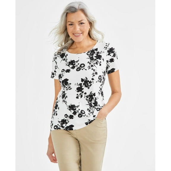 Petite Shannon Floral Scoop-Neck Top  Everybody Floral Neo PS