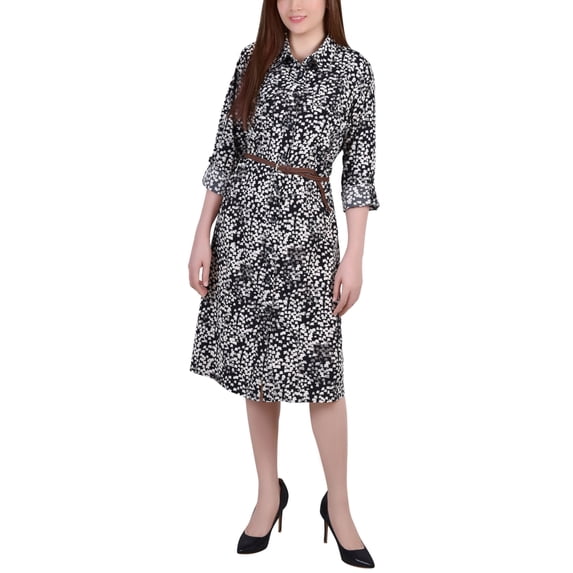 Petite Shirtdress Black White Square PL