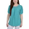 thumbnail image 1 of Petite Short Puff Sleeve Mesh Inset Top Columbia PXL, 1 of 1