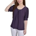 thumbnail image 1 of Petite Short Sleeve Balloon Sleeve Top Nightshade PS, 1 of 4